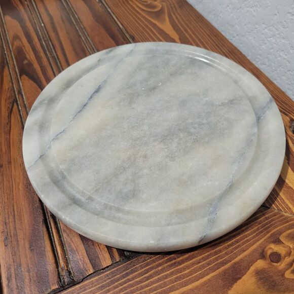 Vintage Marble White & Gray Cheese Cloche Glass Dome Lid 7.5 x 5.5" MCM Dessert - Picture 5 of 10